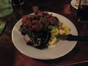 Fried Chicken, jalapeno mac & cheese, collard greens, pickled red cabbage 
